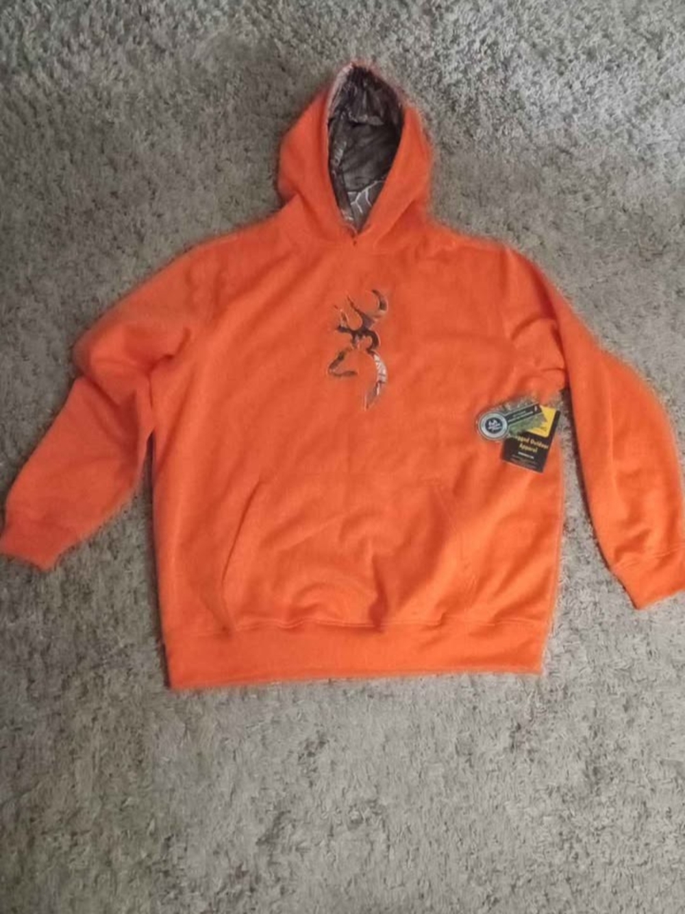 Browning Blaze Orange Pullover Hoodie with Camo Buck Logo